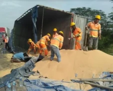 Truk Terguling di Tol...