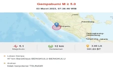 Gempa M5,1 Guncang Bengkulu,...