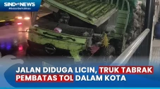 Truk Semen Tabrak Pembatas...