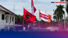Bendera PDI-P dan Hanura...