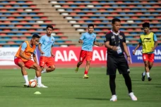 Pemanasan Timnas Indonesia...