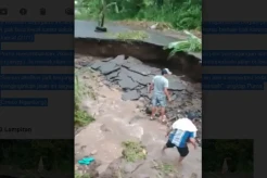 Jalur Menuju Danau Ranau di Lampung Barat Ambles, Aktivitas Warga Terganggu