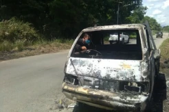 Diawali Ledakan, Mobil Pikap Tanpa Pemilik Ludes Terbakar di Jalan By Pass Padangsidimpuan