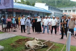 Warga Binaan Lapas Kelas II-B Padangsidimpuan Salat Id Bersama dan Berbagi Daging Kurban
