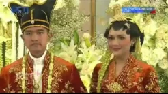 Pakai Baju Adat Berwarna Oranye di Resepsi Pernikahan, Kaesang dan Erina Tampak Bahagia