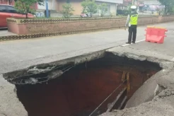 Jalan Lintas Sumatera Ambles di Lampung Utara, Ini Penampakannya