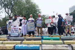 Ratusan Massa Demo di Depan Kedubes AS Dukung Kedaulatan Palestina
