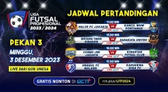Link Live Streaming Laga Pekan Ketiga Liga Futsal Profesional 2023-2024, Minggu (3/12/2023)