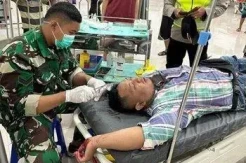 Sadis! Linmas Ngamuk Bacok Ketua KPPS 27 Talang Kerangga Palembang