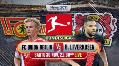 Live di iNews! FC Union vs Bayer Leverkusen, Besok Malam Pukul 21.30 WIB
