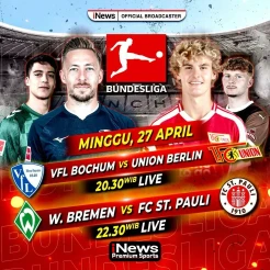 VfL Bochum vs Union Berlin Dilanjutkan Pertandingan W Bremen vs St Pauli, Live di iNews!
