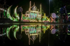 Cantiknya Warna-Warni Lampion Ramadhan di Balai Kota Solo
