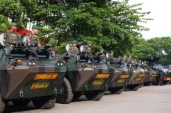 Deretan Kendaraan Taktis Mejeng Saat Apel Pengamanan Resepsi Pernikahan Putra Presiden