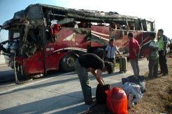 Kecelakaan Bus di Tol Pejagan Pemalang, 2 Orang Tewas di TKP