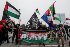 Aksi Damai Bela Palestina di Kedubes AS