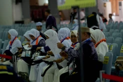 Kedatangan Jamaah Calon Haji di Asrama Haji Pondok Gede