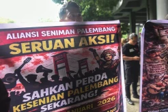 Potret Aksi Seniman Palembang Desak Sahkan Perda Pemajuan Kesenian dan Cabut Perda Pemajuan Kebudayaan