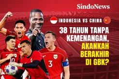 Head to Head Indonesia vs China: 38 Tahun Tanpa Kemenangan