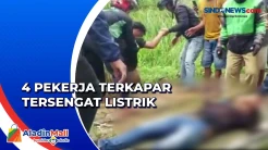 4 Pekerja Pemasangan Tiang Internet Tesengat Listrik dan Terkapar di Jalan Jakabaring