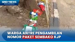 Heboh! Warga Antre Pengambilan Nomor Bantuan Paket Sembako KJP dengan Tas Belanja dan Batu