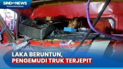 Kecelakaan Beruntun 2 Truk dan Motor di Mojokerto Sopir Terjepit