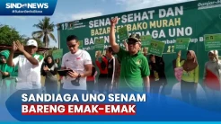 Sandiaga Uno Kampanye Ganjar-Mahfud dengan Senam Bareng Emak-Emak di Ciamis