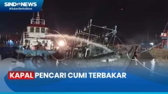 Kebakaran Hanguskan Kapal Pencari Cumi di Dermaga Muara Baru