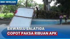 Bawaslu Salatiga Copot Paksa Ribuan Alat Peraga Kampanye yang Langgar Aturan Pemasangan