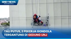 Menegangkan, Petugas Evakuasi 2 Pekerja yang Tergantung di Gedung UNJ Usai Tali Gondola Putus