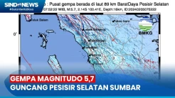 Gempa M 5,7 Guncang Sumbar Senin Pagi, Berpusat di Pesisir Selatan