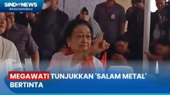 Detik-Detik Megawati Pamer Salam Metal Usai Nyoblos di TPS Kebagusan