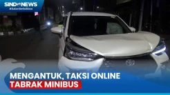 Akibat Mengantuk, Taksi Online Tabrak Minbus di Kabayoran Baru