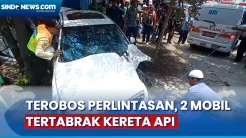 Terobos Perlintasan, Mobil Sedan dan Minibus Tertabrak Kereta Api