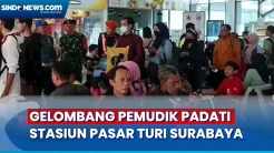 Gelombang Pemudik Masih Padati Stasiun Pasar Turi Surabaya pada H-1 Lebaran