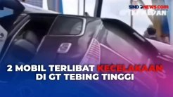 Viral di Medsos, 2 Mobil Tabrakan di Gerbang Tol Tebing Tinggi