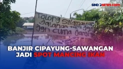 Lokasi Banjir di Cipayung Depok Dimanfaatkan Warga untuk Memancing Ikan