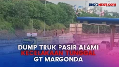 Dump Truk Pasir Tabrak Pembatas GT Margonda Depok, Tidak Ada Korban