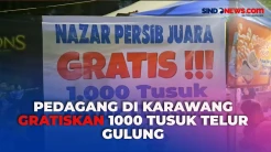 Gratiskan 1000 Tusuk Telur Gulung, Pedagang di Karawang Tunaikan Nazar Persib Bandung Juara