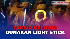 Gunakan Light Stick, Ratusan Santri dan Anak di Sidoarjo Takbir Keliling Kampung