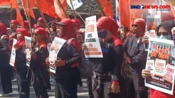 Demo Buruh di Patung Kuda Jakarta Pusat, Jalan Medan Merdeka Barat Ditutup