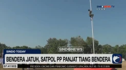 Aksi Heroik Anggota Satpol PP Lamongan Panjat Tiang Bendera Demi Merah Putih Tetap Berkibar