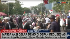 Peserta Aksi Bela Palestina ke Kedubes Amerika, Tuntut Israel Hentikan Genosida!