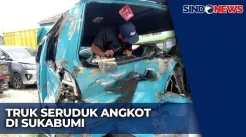 Laka Lantas, Truk Boks Tabrak Angkot di Sukabumi
