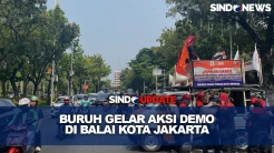 Demo Ratusan Buruh di Balai Kota Jakarta, Tuntut Kenaikan UMP dan Cabut UU Cipta Kerja
