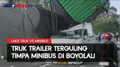 Truk Trailer Terguling, Timpa Minibus di Boyolali