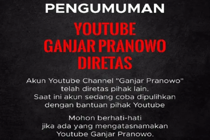 Akun YouTube Ganjar...
