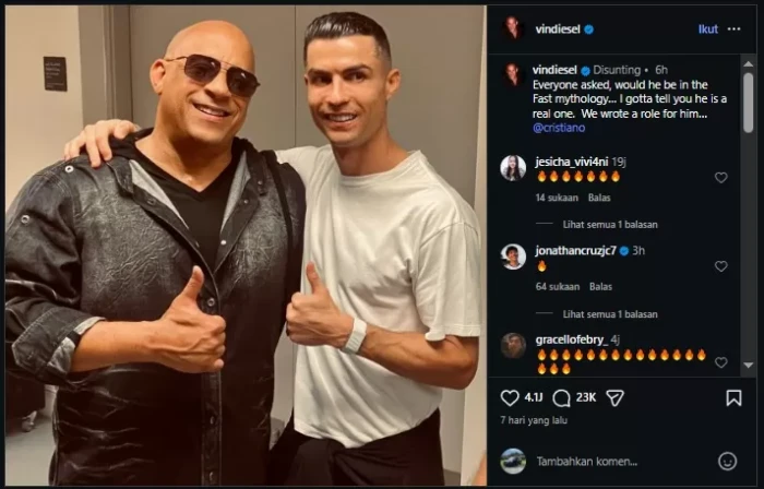 Vin Diesel Ajak Cristiano...
