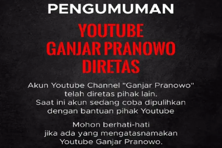 Akun YouTube Ganjar...
