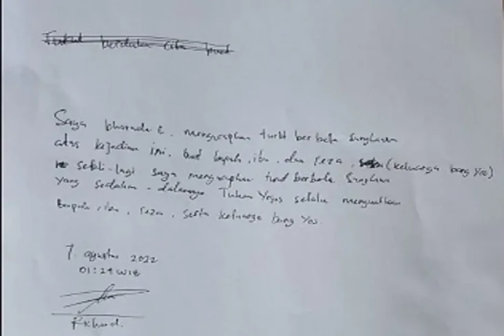 Bharada E Tulis Tangan...