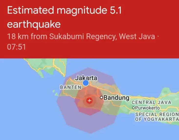 Getaran Gempa M6,1 di...